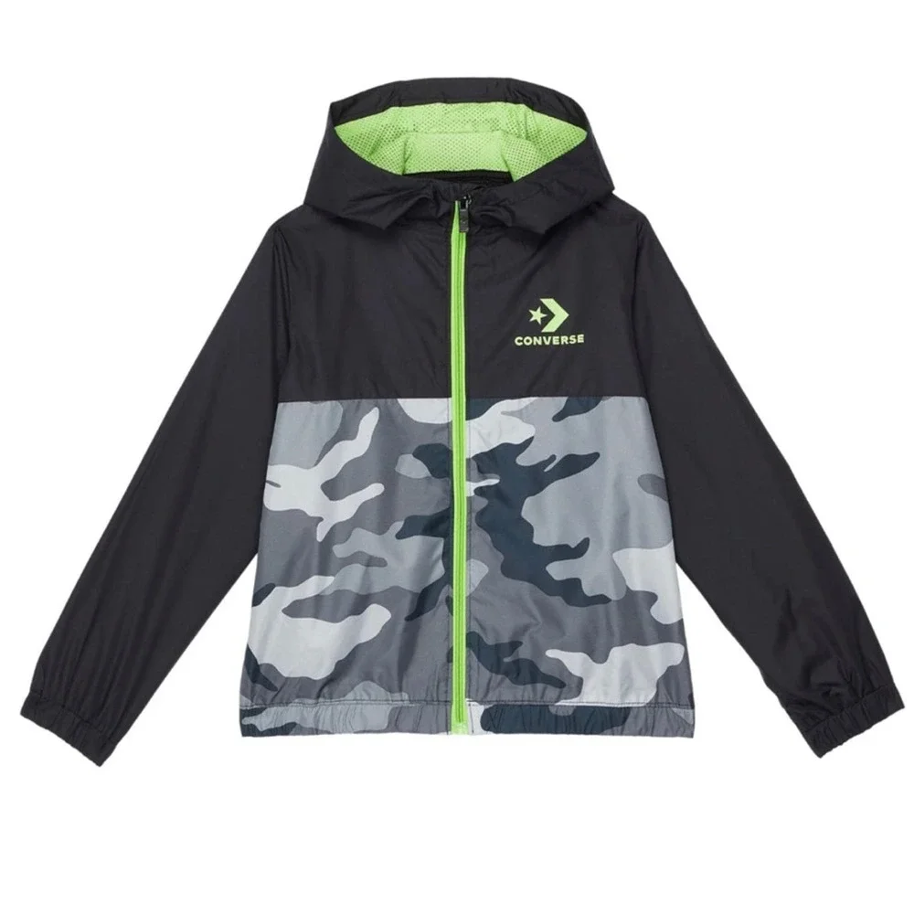 NWT Converse Camouflage/Camo Color Block Windbreaker Jacket (Size S)